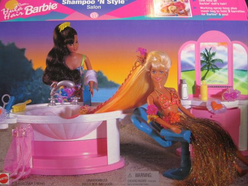 Barbie Hula Hair Shampoo 'N Style Salon Playset w Sink & Working Spray Hose (1996 Arcotoys, Mattel) by von Barbie