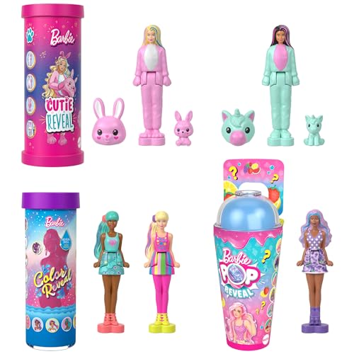 Barbie Mini BarbieLand Reveal-Puppen 5er-Set, ca. 4 cm große Puppen mit Überraschung beim Auspacken, verschiedene Reveals (Stile können abweichen), JCB27 von Barbie