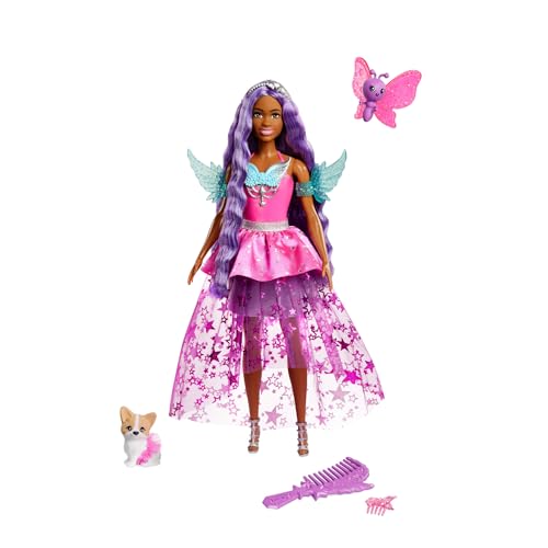 Barbie-Puppe mit 2 fantastischen Tieren und Kleid, Barbie-Puppe Brooklyn“ aus Barbie A Touch of Magic Ein Verborgener Zauber“, ca. 17,8 cm lange Haare, JCW49 von Barbie