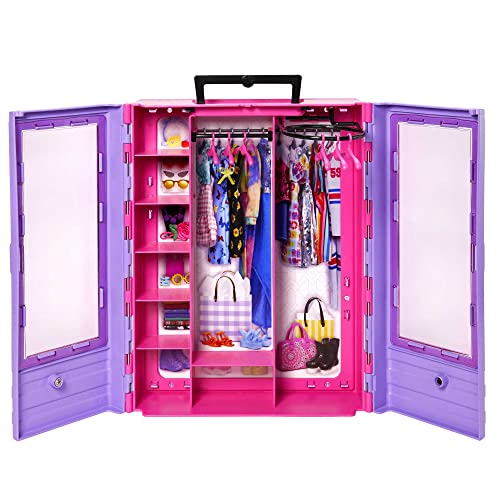 Barbie Kleiderschrank, Ultimate Closet, zum Organisieren von Barbie Kleidung und Accessoires, inkl. Kleiderbügel, Spielzeug ab 3 Jahre, HJL65 von Barbie