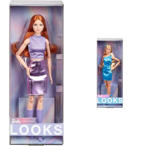 Barbie Looks Puppe, Sammelfigur Nr. 20 mit roten Haaren und moderner Y2K-Mode & Looks Puppe, Sammelfigur Nr. 23 mit aschblonden Haaren und moderner Y2K-Mode von Barbie