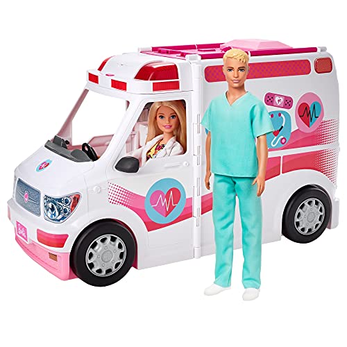 Barbie Mattel GMG35 2 in 1 Krankenwagen mit Licht & Sound inkl. 2 Puppen und weitere Zubehörteile von Barbie