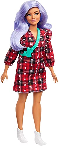 Barbie GRB49 - Fashionistas Puppe im karierten Kleid, Spielzeug für Kinder von 3 bis 8 Jahren von Barbie