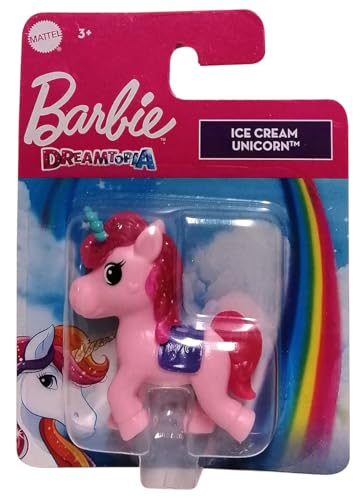 Barbie Mattel HFG32 Dreamtopia Lollipop Unicorn Glitzer Mähne Mini Einhorn Spielfigur rosa pink für Kinder 5 cm von Barbie