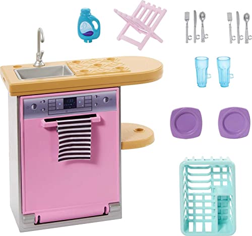 Barbie Mobilier – HJV34 – Puppe + Spülmaschine + Zubehör von Barbie