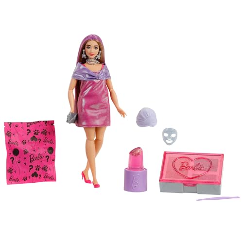 Barbie Party Unboxed Puppe und Accessoires, Glam Party Serie mit 10 Überraschungen, darunter eine pink glitzernde Puppe mit Farbwechseleffekt, JFY67 Barbie Party Unboxed Puppe und Accessoires, Glam Party Serie mit 10 Überraschungen, darunter eine pink glitzernde Puppe mit Farbwechseleffekt, JFY67 von Barbie