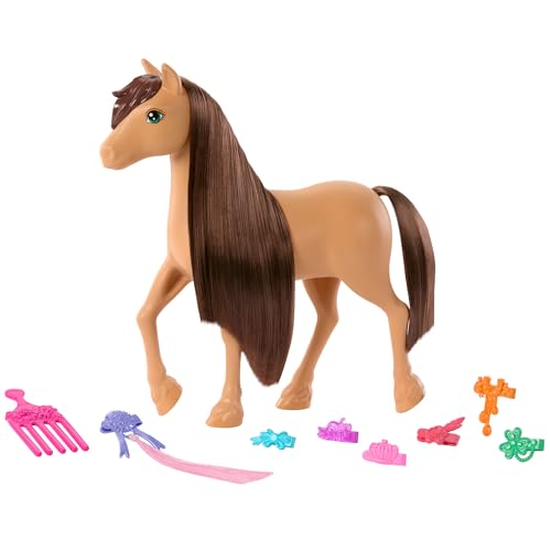 Barbie-Pferd und Zubehör, Spielzeug von Barbie Mysteries: Das geheimnisvolle Pferdeabenteuer“, extra lange Mähne für Spaß beim Bürsten und Stylen (Stile können variieren), HXJ37 von Barbie