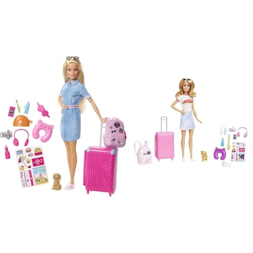 Barbie-Puppe Dream House Adventures, Reise blonden Haaren & Malibu - Koffer, Rucksack, Hündchen und mehr als 10 Accessoires von Barbie