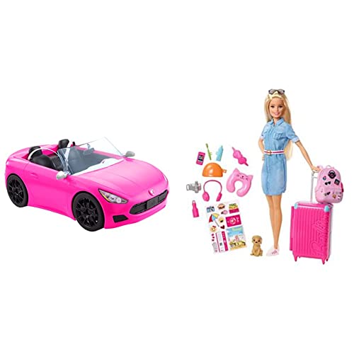 Barbie-Puppe Dream House Adventures & HBT92 - Cabrio-Fahrzeug, pink mit rollenden Rädern und realistischen Details, 2-Sitzer, Spielzeug Geschenk für Kinder ab 3 Jahren von Barbie