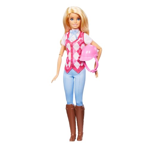 Barbie Puppe Malibu“ und Zubehör von Barbie Mysteries: Das geheimnisvolle Pferdeabenteuer“, inklusive Modepuppe, abnehmbarem Reitoutfit und Helm, HXJ38 von Barbie