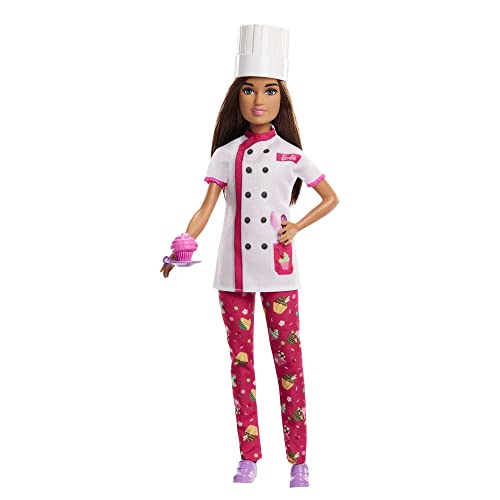 Barbie Konditorin - Professionelle Konditor-Uniform, Kochschürze & und Cupcake, für Backliebhaber und Kinder ab 3 Jahren, HKT67 von Barbie