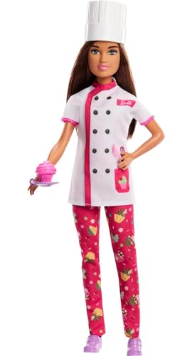 Barbie Konditorin - Professionelle Konditor-Uniform, Kochschürze & und Cupcake, für Backliebhaber und Kinder ab 3 Jahren, HKT67 von Barbie