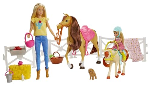 Barbie Puppe und Pferd, Barbie und Chelsea Pferd, Barbie Kleidung, Barbie Accessoires, Geschenk für Kinder, Spielzeug ab 3 Jahre,GLL70 von Barbie