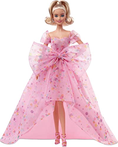 Barbie Signature Birthday Wishes Puppe, ca. 30 cm, blond, mit rosa Tüllkleid und Schuhen, mit personalisberbarer Verpackung, Geschenk für Kinder ab 6 Jahren von Barbie