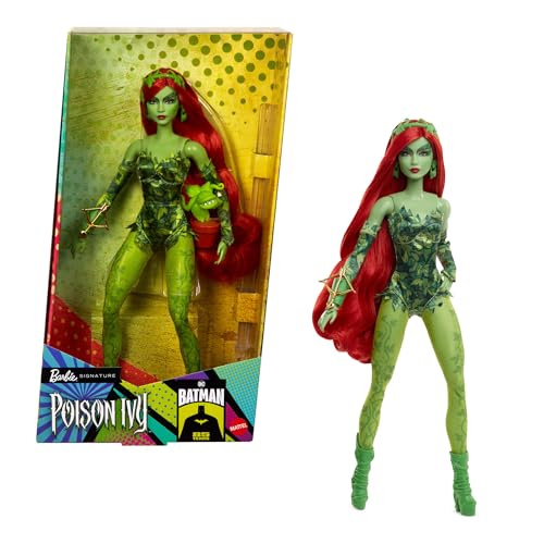 Barbie Signature Poison Ivy Sammlerpuppe mit beweglichem Körper, ikonischem Outfit und Zubehör, DC Batman 85th Anniversary Collectible, HRM51, [Mehrfarbig] von Barbie