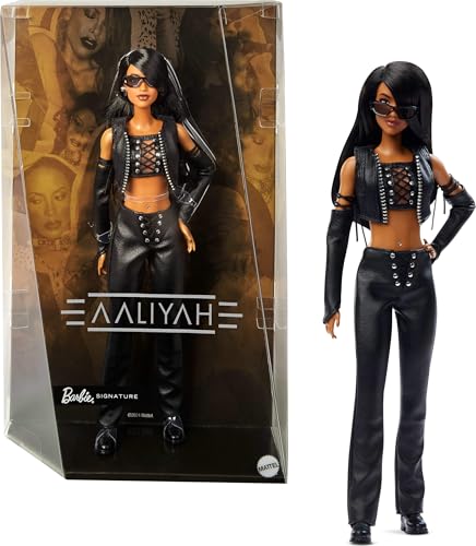 Barbie Signature Puppe, Aaliyah Sammelfigur im schwarzen Kunstleder-Outfit, inspiriert vom Musikvideo zu One in a Million, HRM80 Barbie Signature Puppe, Aaliyah Sammelfigur im schwarzen Kunstleder-Outfit, inspiriert vom Musikvideo zu One in a Million, HRM80 von Barbie