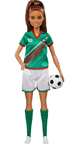 Barbie Soccer Doll, Brunette Ponytail, Colorful #16 Uniform, Soccer Ball, Cleats, Tall Socks, Great Sports-Inspired Gift for Ages 3 and Up Barbie Soccer Doll, Brunette Ponytail, Colorful #16 Uniform, Soccer Ball, Cleats, Tall Socks, Great Sports-Inspired Gift for Ages 3 and Up von Barbie