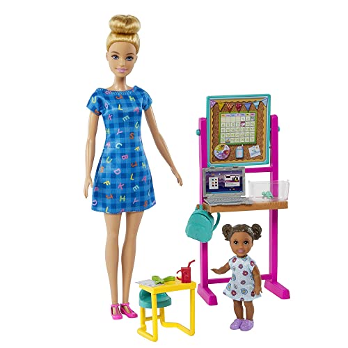 Barbie You Can Be Anything Serie, Kindergärtnerin, 1x Lehrer, 1x Schülerin, Lehrzubehör, Accessoires, Geschenk für Kinder, Spielzeug ab 3 Jahre, HCN19 von Barbie