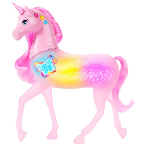 Barbie funkelnd leuchtendes Einhorn mit 20 interaktiven Kombinationen aus Lichteffekten, Geräuschen und Musik, zum Spielen Knöpfe drücken und Kopf streicheln,JCP78 Barbie funkelnd leuchtendes Einhorn mit 20 interaktiven Kombinationen aus Lichteffekten, Geräuschen und Musik, zum Spielen Knöpfe drücken und Kopf streicheln,JCP78 von Barbie