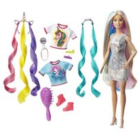 MATTEL GHN04 Barbie Fantasie-Haar Puppe (blond), Meerjungfrau- und Einhorn-Look, Anziehpuppe von Barbie