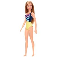 MATTEL GHW41 Barbie Beach Puppe mit Badeanzug im Streifenmuster von Barbie