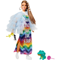 MATTEL GYJ78 Barbie Extra Puppe im Regenbogenkleid von Barbie