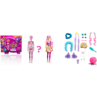 MATTEL HBG38 HBG39 Barbie Color Reveal Glitzer! Haarwechsel Puppe Glitzerpink mit 25 Überraschungen von Barbie