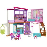 MATTEL HCD50 Barbie Malibu Ferien-Haus (klappbar), Puppenhaus inkl. Möbel & Zubehör von Barbie