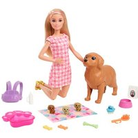 MATTEL HCK75 Barbie Puppe (blond) mit Hund & Welpen, Set inkl. Zubehör von Barbie