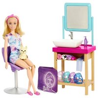 MATTEL HCM82 Barbie Glitzer-Gesichtsmasken Wellnesstag Spielset mit blonder Barbie Puppe von Barbie