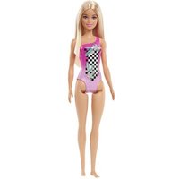 MATTEL HDC50 Barbie Beach Puppe im Badeanzug mit Tropenmuster von Barbie