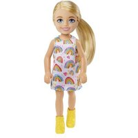 MATTEL HGT02 Barbie Chelsea-Puppe (blond) in Regenbogenkleid, Spielzeug für Kinder ab 3 Jahren von Barbie