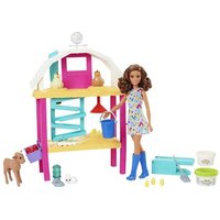 MATTEL HGY88 Barbie Hühnerhof Set mit Puppe (brünett) inkl. Tiere & Zubehör von Barbie