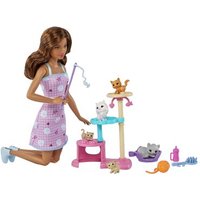 MATTEL HHB70 Barbie-Puppe und Kätzchen Kratzbaum Spielset mit Zubehör von Barbie