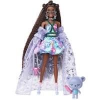 MATTEL HHN13 Barbie Extra Fancy Puppe im lila Kleid mit Teddymuster von Barbie