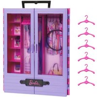 MATTEL HJL65 Barbie Kleiderschrank mit Tragegriff (lila/rosa) ausklappbar mit Zubehör von Barbie