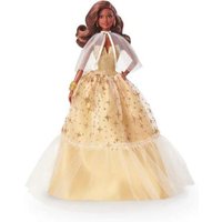 MATTEL HJX05 Barbie Signature Holiday Doll 2, goldenes Kleid und dunkelbraunes Haar von Barbie