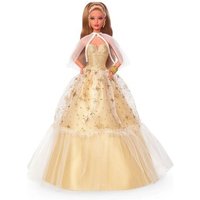 MATTEL HJX06 Barbie Signature Holiday Doll 3, Goldfarbenes Kleid Und Hellbraunes Haar von Barbie