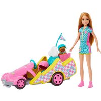 MATTEL HRM08 Barbie Stacie Rennfahrerin-Puppe mit Gokart-Spielzeugauto von Barbie