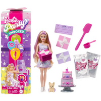 MATTEL JFG70 Barbie Party Unboxed Haustier-Geburtstagsserie Puppe und Accessoires - lila Kleid von Barbie