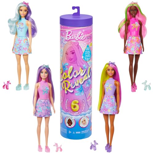 Barbie Color Reveal Puppe und Accessoires, Ballontier-Reihe, 6 Überraschungen einschließlich Farbwechsel und Mini-Ballontier (Stile können abweichen), JFV58 Barbie Color Reveal Puppe und Accessoires, Ballontier-Reihe, 6 Überraschungen einschließlich Farbwechsel und Mini-Ballontier (Stile können abweichen), JFV58 von Barbie