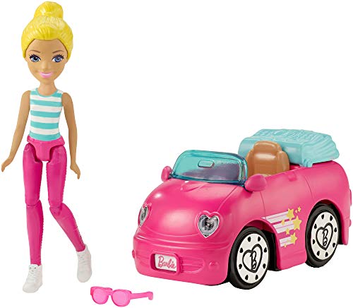 Mattel Barbie FHV77 On The Go Puppe (blond) und Fahrzeug (Rosa) von Barbie