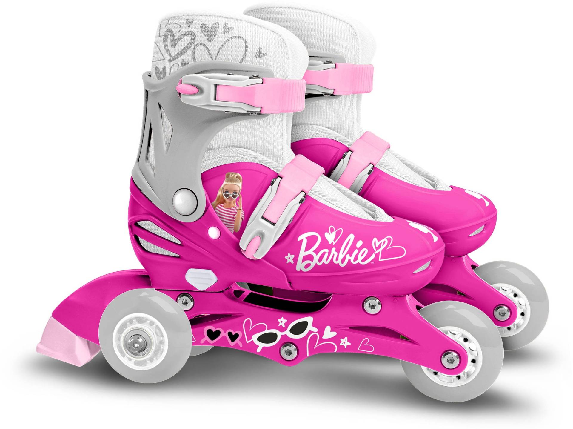 Stamp Barbie Verstellbare 2-in-1 Inlineskates Größe 27-30, Rosa von Barbie