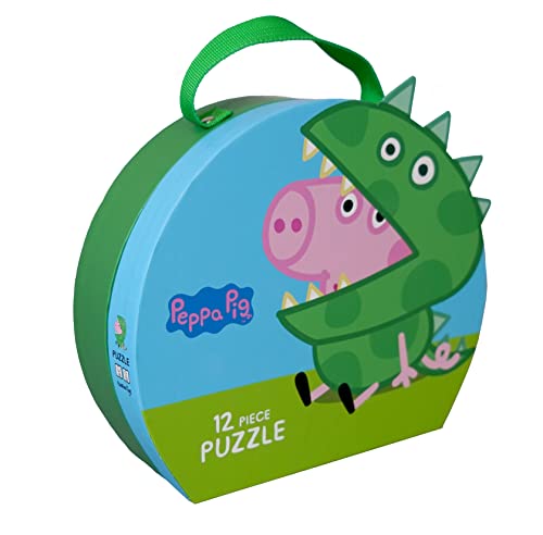 Barbo Toys - Peppa Wutz Kofferpuzzle Dinosaurier George – 12 Teile Puzzle für Kinder ab 3 Jahre – Puzzle im Koffer mit George als Dinosaurier Verkleidet – Offizielles Peppa Wutz - Puzzle ab 2 von Barbo Toys