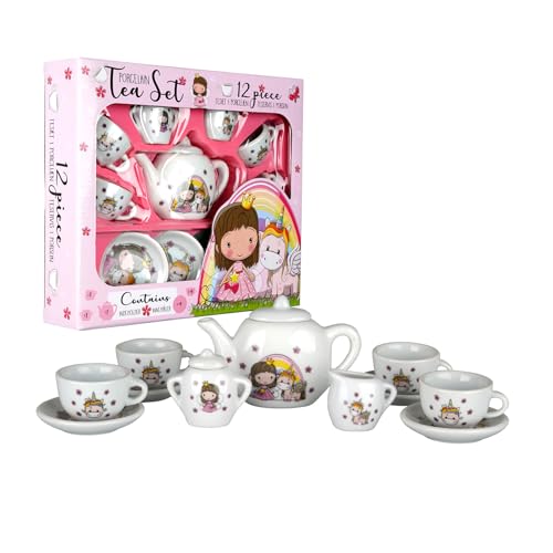 Barbo Toys - Teeservice Spielset - Lillie & Ellie Teeset Set - 12-teiliges Porzellan-Teeset - Kinderküche Rollenspiel - Teeparty für Kinder von Barbo Toys