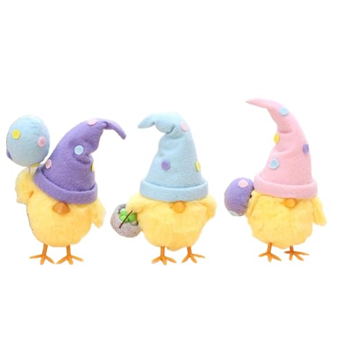 BaronHong Bunte Osterküken, mehrschichtige Tischdekoration auf Tablett, Ostergeschenke zum Jahrestag, Partyzubehör für Hochzeiten (3er-Pack, M) von BaronHong