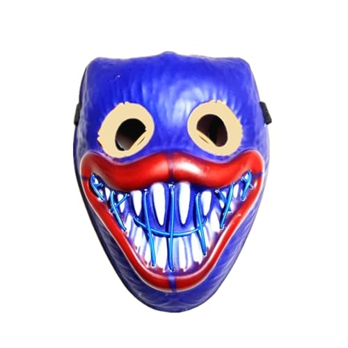 BaronHong Große rosa-blaue Katze, leuchtende LED-Maske, eine lustige Halloween-Cartoon-Maske mit Wurstmaul (blau-gelb, M) von BaronHong