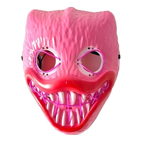 BaronHong Große rosa-blaue Katze, leuchtende LED-Maske, eine lustige Halloween-Cartoon-Maske mit Wurstmaul (rosa, M) von BaronHong