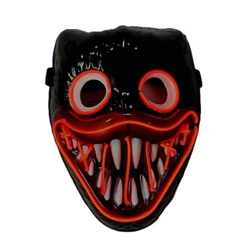 BaronHong Große rosa-blaue Katze, leuchtende LED-Maske, eine lustige Halloween-Cartoon-Maske mit Wurstmaul (schwarz-rot, M) von BaronHong