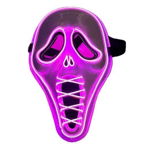 BaronHong Gruselige Halloween-Säuberungsmaske, LED-Leuchtmaske, gruselige Maske, Leuchtmasken für Erwachsene, Cosplay-Kostüm-Maskenball (pink, M) von BaronHong